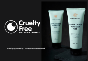 Cruelty Free International certification and two tubes of GinGingers Apple Cider Vinegar Gel